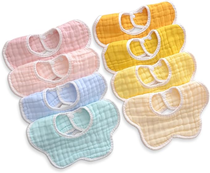 Muslin Baby Bibs for Drooling and Teething Newborn Drool Bibs for Baby Girl Boy by DOSMINE