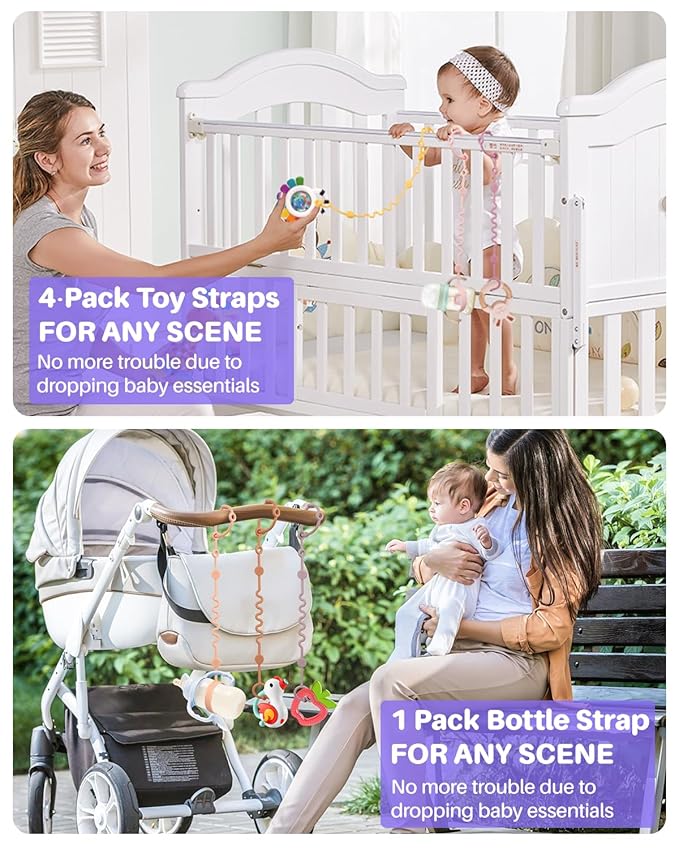 Toy Straps for Baby, Silicone Tether Pacifier Clip, No Throw Travel Essential - Image 7