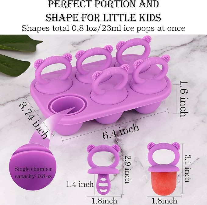 Sakolla Baby Popsicle Molds Mini 6-Cavity Silicone Ice Pop Mold - Image 3
