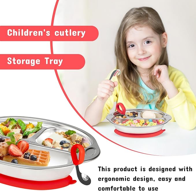 Mrs. Chou® Stainless Steel Baby Suction Plates: Divided Plates - Image 6