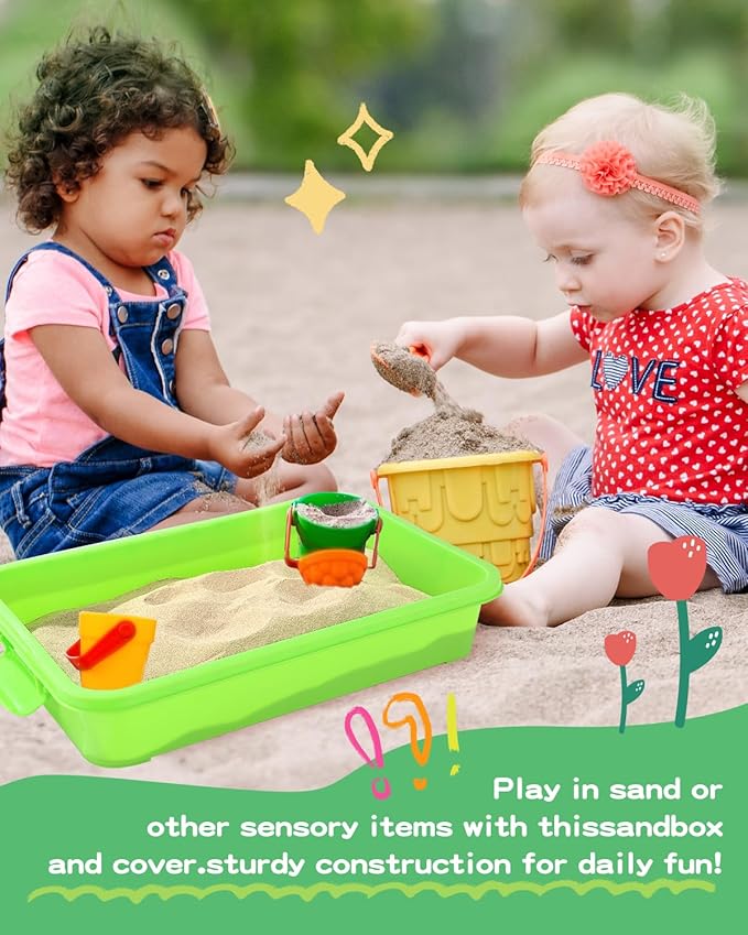 Sensory Bin Sand Tray with Lid for Toddlers 2 Pcs 15in Portable Sandbox Toy - Image 2