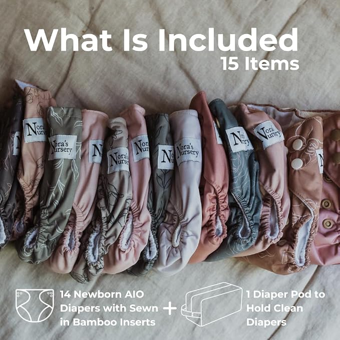 Nora's Nursery Newborn All-in-One Cloth Diaper 14-Pack - Image 2