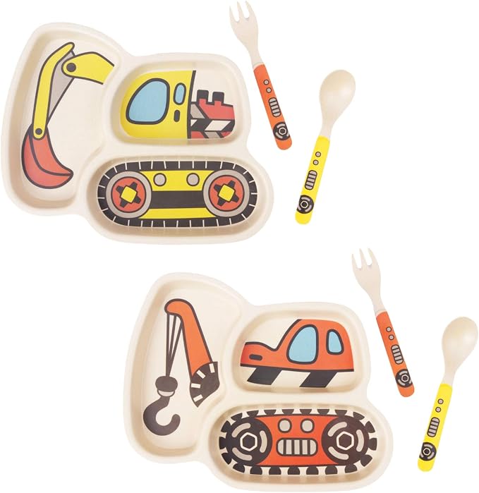Kid Plate Set Toddler Plates Dinnerware Dinner Dish Set Baby Feeding Spill by nohlerlife