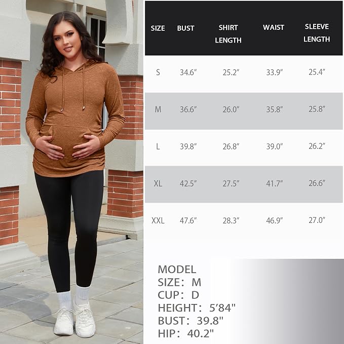 GINKANA Maternity Hoodie Long Sleeves Shirts Casual Maternity Top Pregnancy - Image 7