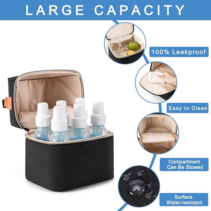 Breastmilk Cooler Bag with Ice Pack & Mat Fit 6 Bottles Up to 9 Ounce, Breast - Image 3