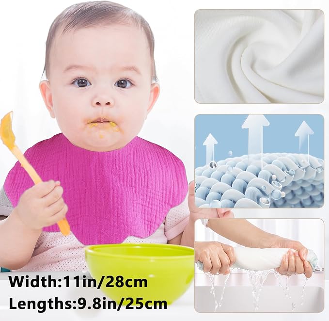 Baby Bibs Muslin Bibs 8 Pack for Drooling and Teething for Unisex Girls Boys - Image 3