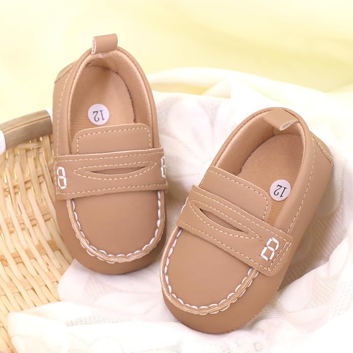 LONSOEN Baby Girls Boys Loafers Prewalker Dress Crib Shoes - Image 2