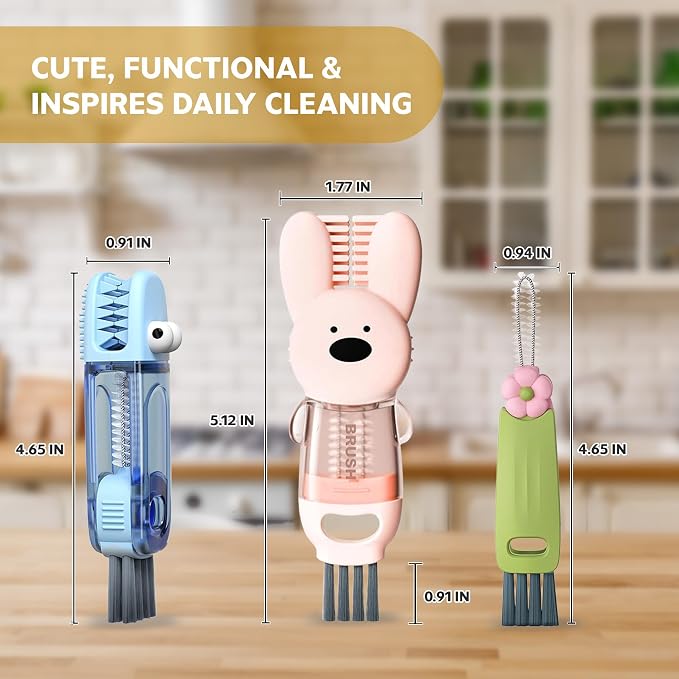 Cup Lid Cleaning Brush, 3 in 1 Cup Cleaner Brush New Multifunctional Lid - Image 3