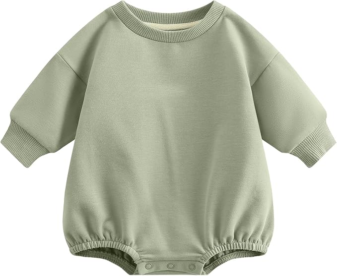 Bafeicao Baby Boy Girl Sweatshirt Romper Organic Cotton Solid Color Long Sleeve by Bafeicao