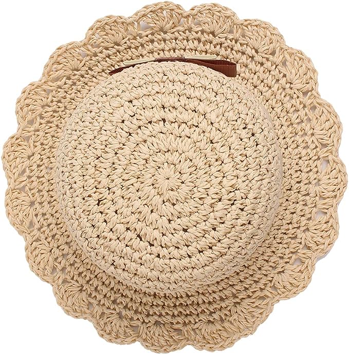 Baby Girl Straw Hat Outdoor Baby Sun Protection Hats Summer Bowknot Beach Cap - Image 3