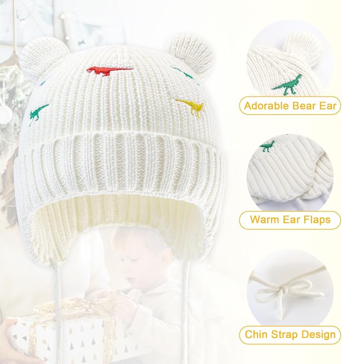 XIAOHAWANG Baby Hat Cute Bear Toddler Earflap Beanie Warm - Image 4