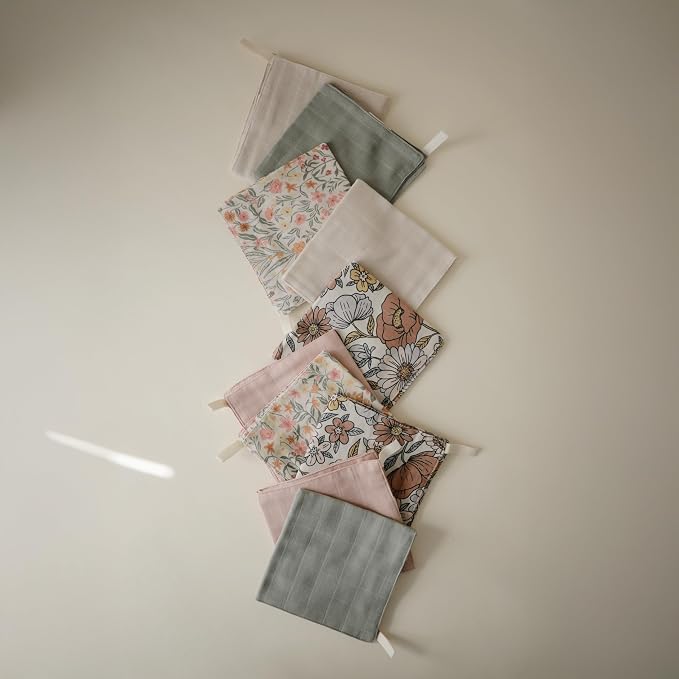 mushie Muslin Organic Cotton Washcloths 5-Pack | Soft Wipes - Image 4