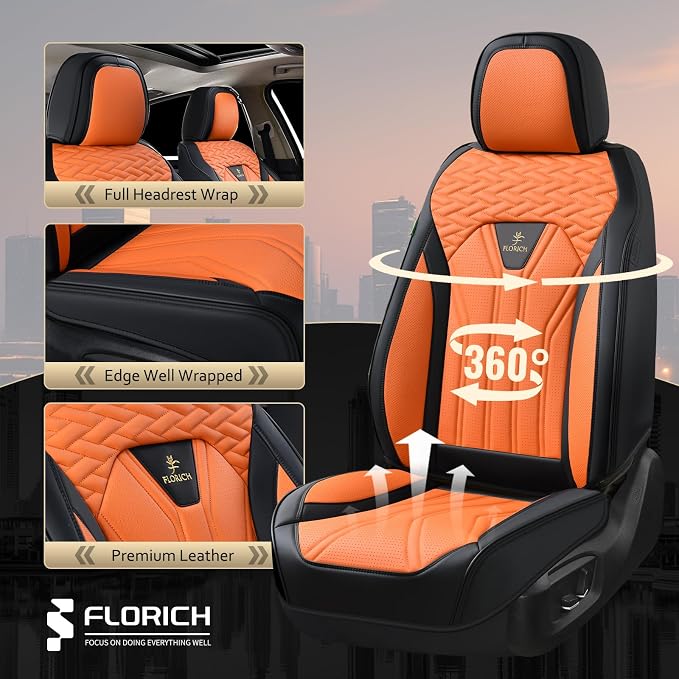 FLORICH Leather Seat Covers, Car Seat Covers Full Set, Car Seat Protectors 5 - Image 5