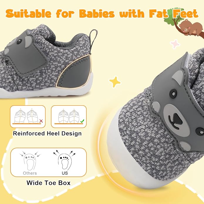 FEETCITY Baby Walking Shoes Wide Baby Shoes Boys Girls Infant Sneakers Crib - Image 2