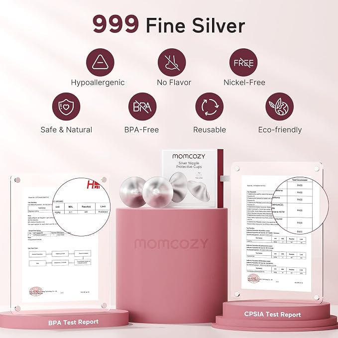 Momcozy 999 Silver Nursing Cups, Hole-Free Design, 999 Silver Nipple Shields - Image 6