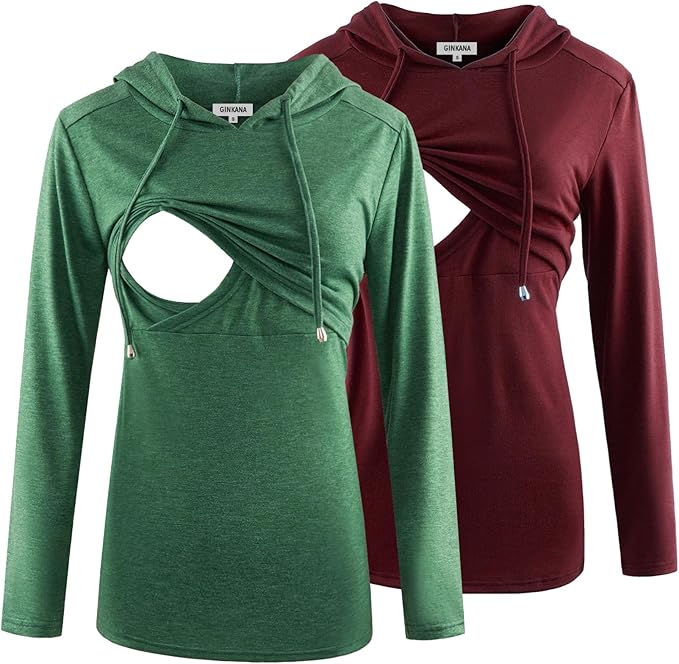 GINKANA Women's Nursing Hoodie Sweatshirt Long Sleeves Breastfeeding Maternity by GINKANA