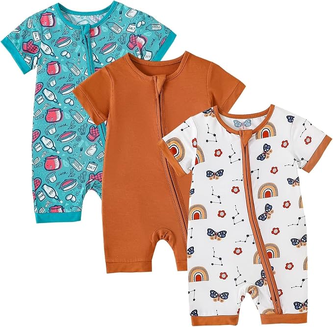 OPAWO Bamboo Baby Pajamas 3 Pack, Double Zipper Bamboo Sleepers by OPAWO