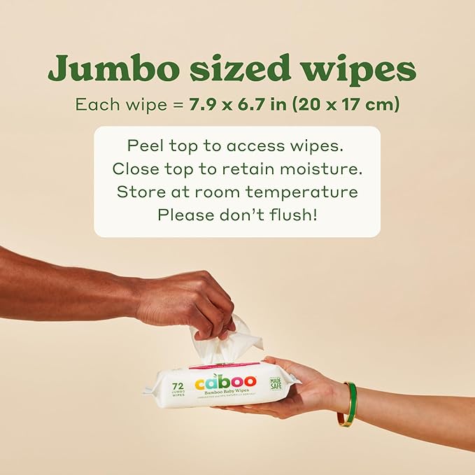 Caboo Baby Wipes, Made with Bamboo Viscose, Certified Made Safe Ingredients - Image 6