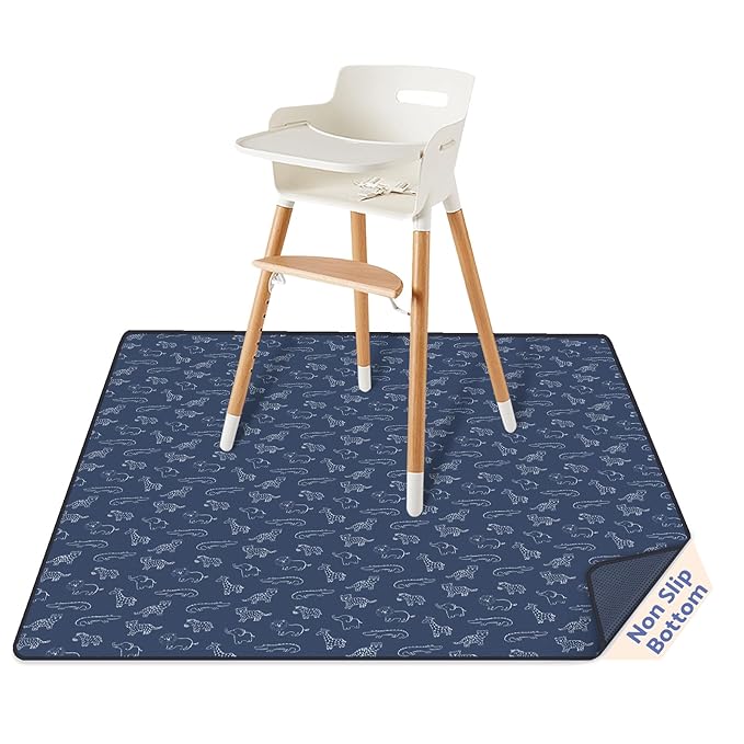 Blissful Diary Baby Splat Mat for Under High Chair, 50.4 x 50.4 Inch Wipeable by ForEveryBabysBetterLife