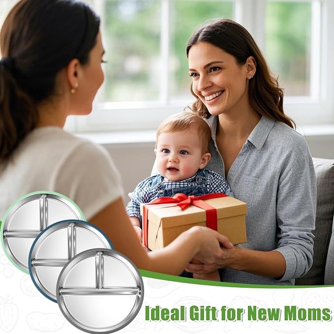 BUSOHA 3 Pack Stainless Steel Kids Plate Set - Image 9
