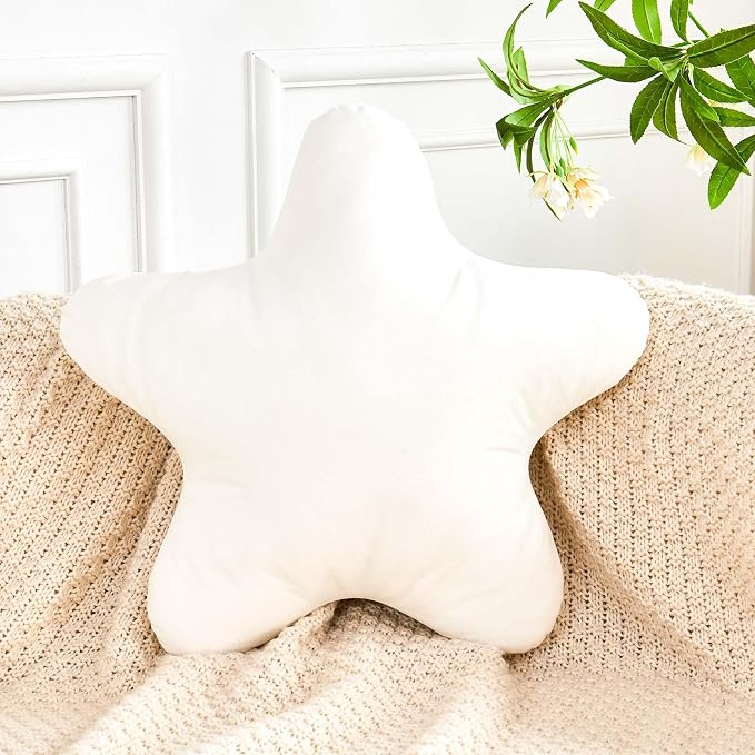 White Star Throw Pillow, Cute Star Pillow Room Decor, Soft 14.9" Star Shaped by XVTRU