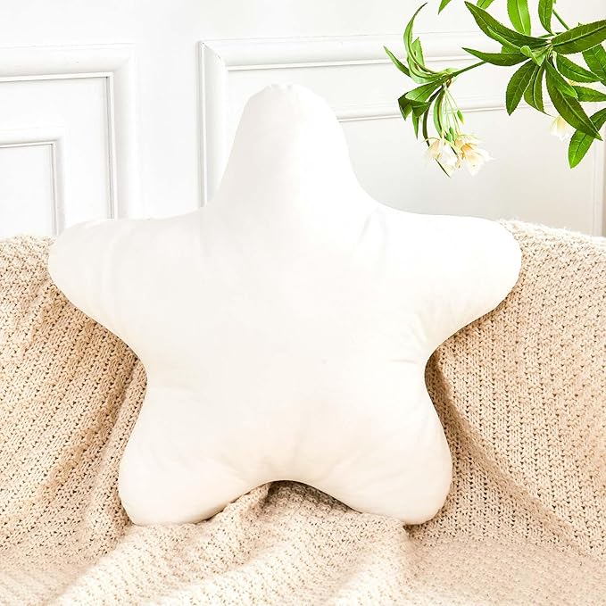 White Star Throw Pillow, Cute Star Pillow Room Decor, Soft 19.6" Star Shaped by XVTRU