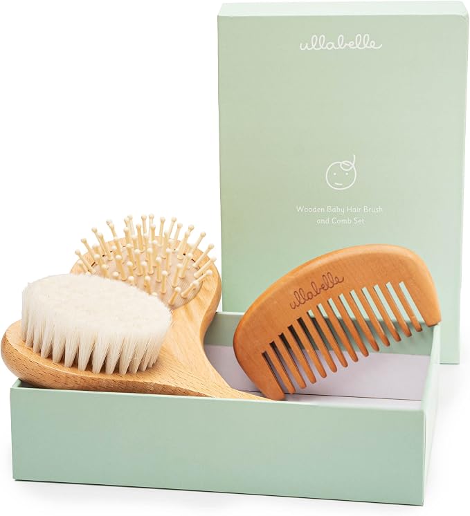 Ullabelle 3 Piece Wooden Baby Hair Brush and Comb Set by ullabelle