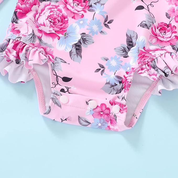 Infant Baby Girl Swimsuit One-Piece Long Sleeve Rash Guard - Image 5
