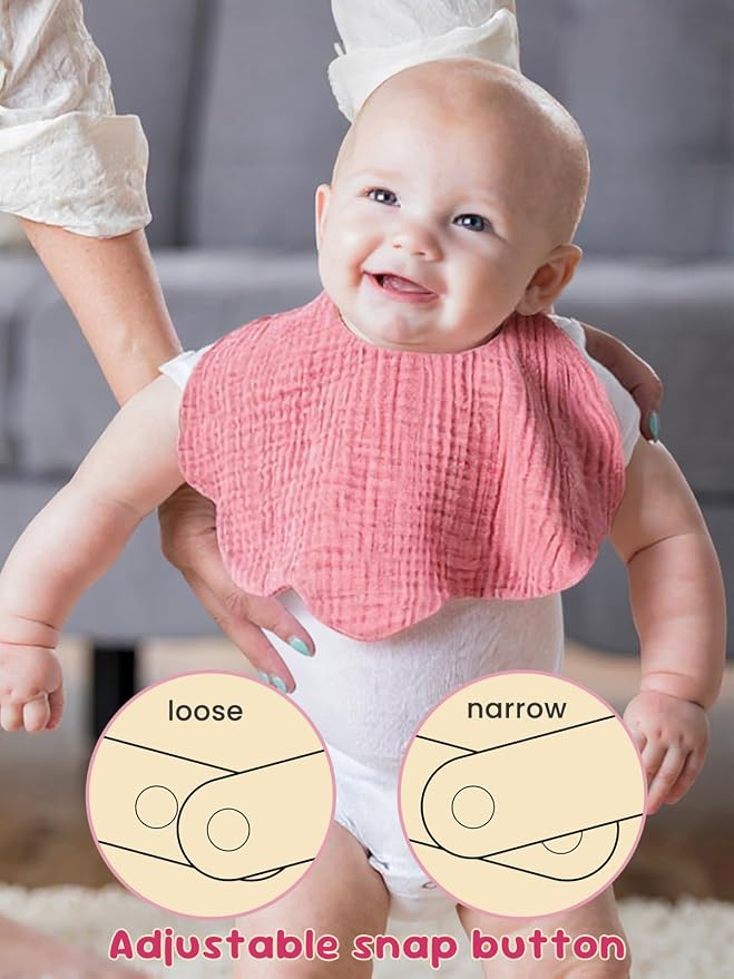 Baby Bibs Muslin Bibs for Baby Girl Boy for Drooling and Teething 10 Pack - Image 5