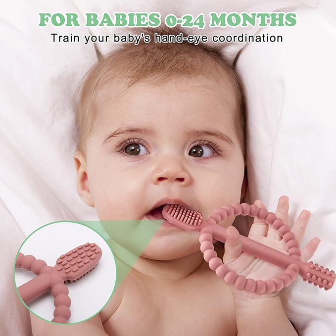 Baby Teething Toys with Easy-Hold Handle, Silicone Infant Toothbrush, Textured - Image 2
