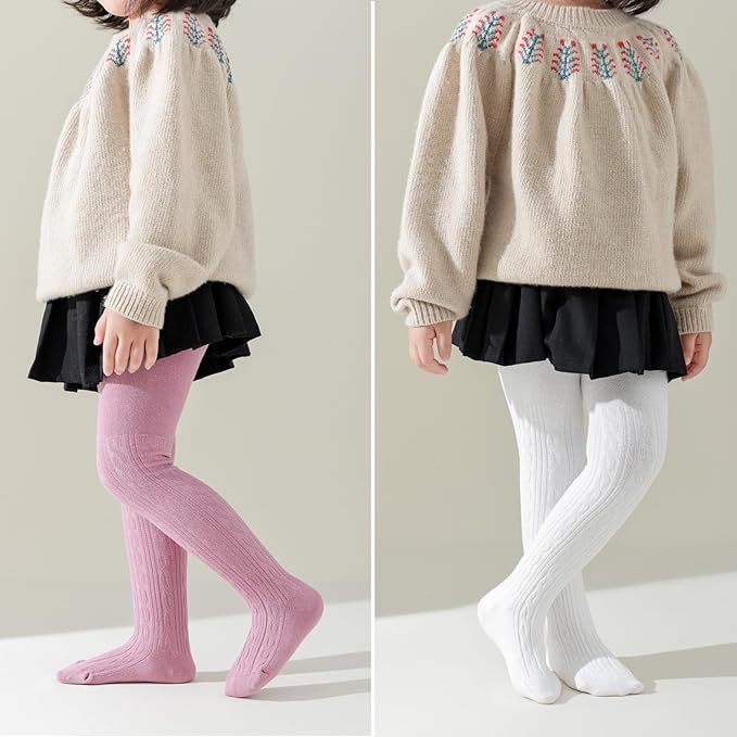 EPEIUS Baby Girl Tights Thick Cable Knit Leggings Stockings Cotton Pantyhose - Image 2