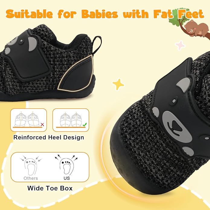 FEETCITY Baby Walking Shoes Wide Baby Shoes Boys Girls Infant Sneakers Crib - Image 2