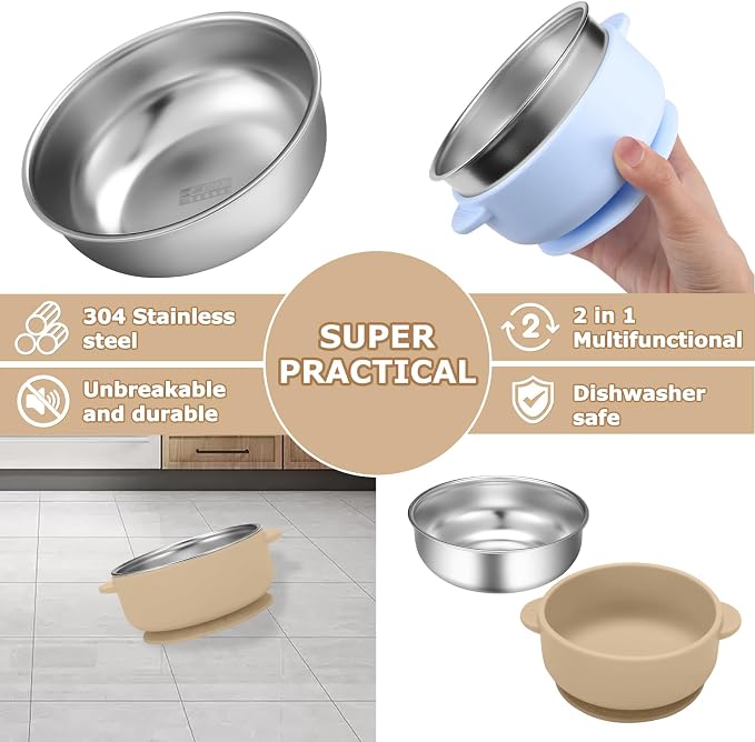 2 Pack Stainless Steel Baby Bowls - Image 2