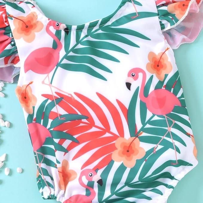 Toddler Girl Baby Ruffles Mermaid Fish Scale Swimsuit One Piece Swimwear - Image 6