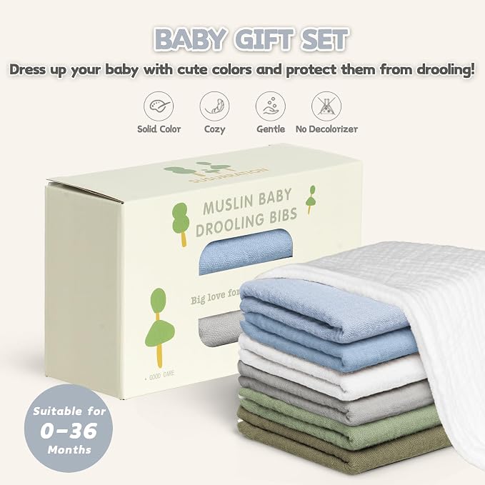 Susurration Muslin Baby Drool Bibs 6Pack Soft Triangular Adjustable Baby - Image 7