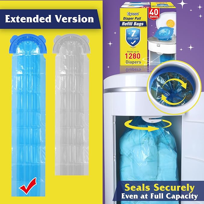 Diaper Pail Refill Bags 40 Pack, Compatible - Image 5