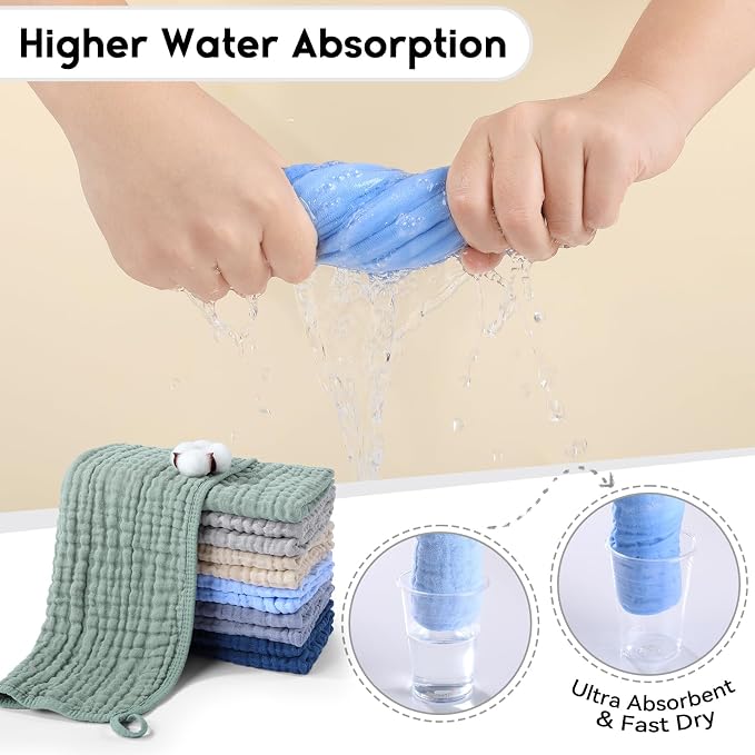 Muslin Burp Cloths for Baby 100% Cotton Burping Cloths for Boys Girls Large - Image 6