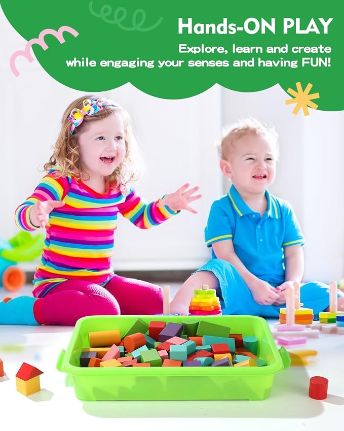 Sensory Bin Sand Tray with Lid for Toddlers 2 Pcs 15in Portable Sandbox Toy - Image 4