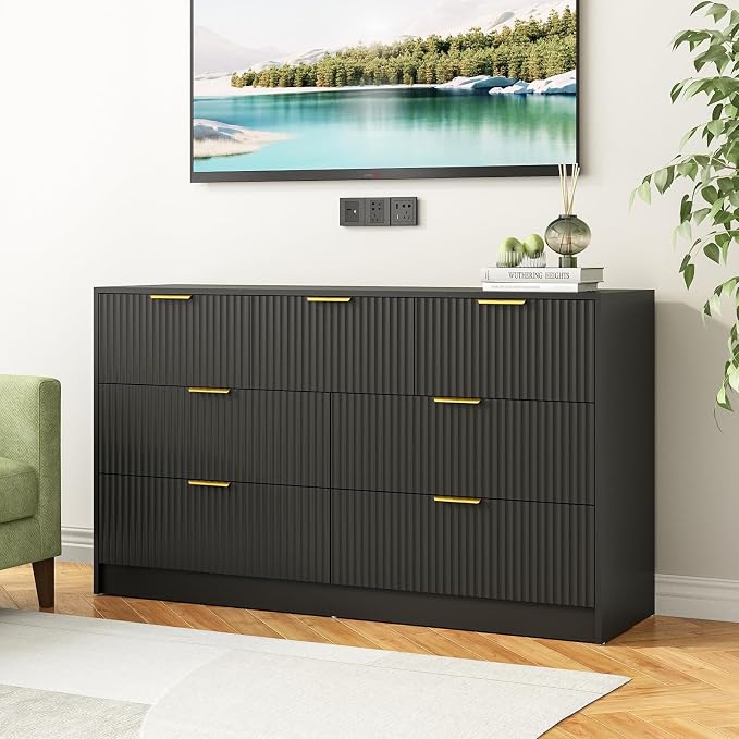 7 Drawers Dresser for Bedroom, Modern Chest of Drawers, Wood TV Stand Storage - Image 3