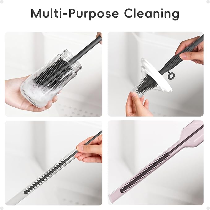 Baby Bottle Brush and Straw Cleaner Brush Set, Extra Long Double-Ended Soft - Image 5