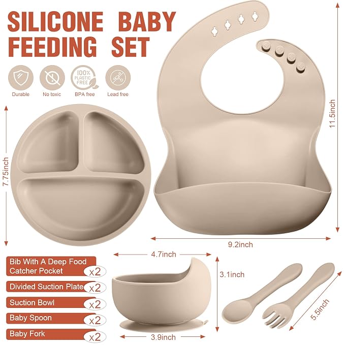 10 Pack Silicone Baby Feeding Set, Toddlers Led Weaning Feeding Supplies - Image 2