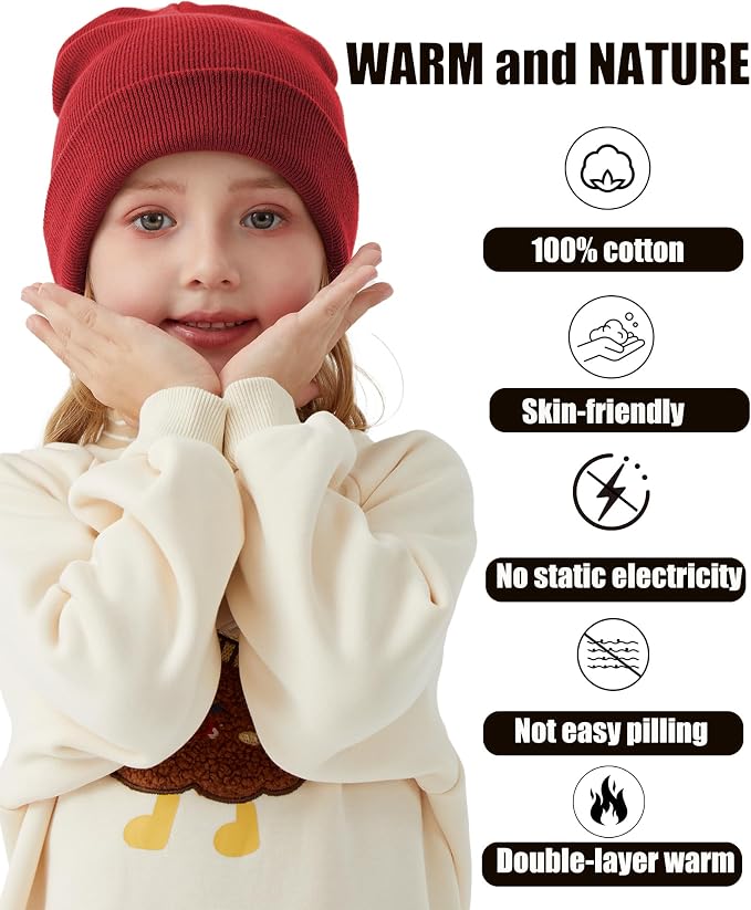 ROYBENS 100% Cotton Baby Beanie Cute Toddler Winter Hat Boys Girls Kids Soft - Image 4