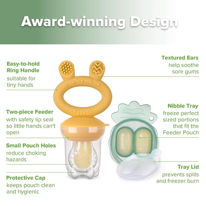 Haakaa Baby Fruit Food Feeder & Mini Freezer Nibble Tray Combo, Breastmilk - Image 4