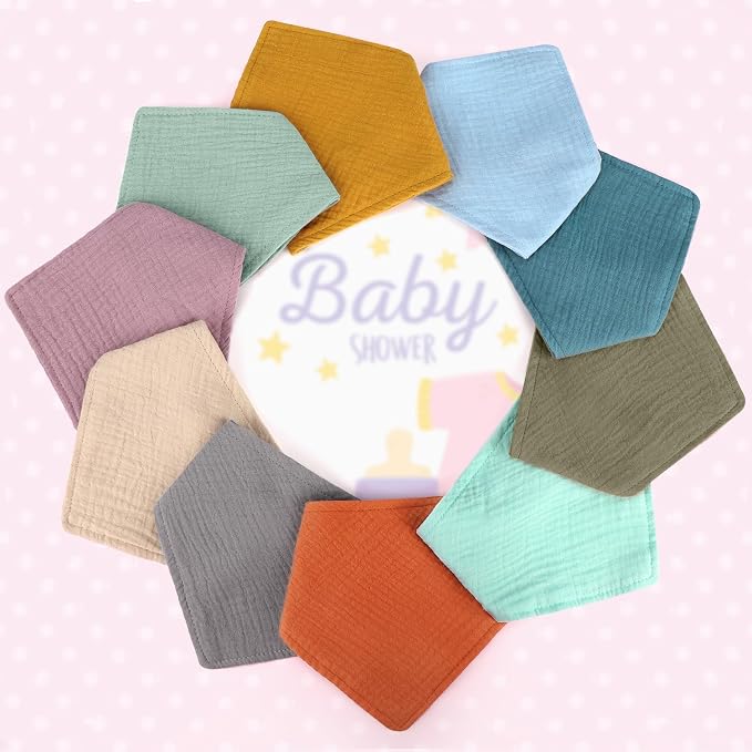 Accmor 10 Pack Muslin Baby Bibs 100% Cotton Bandana Drool Bibs - Image 9