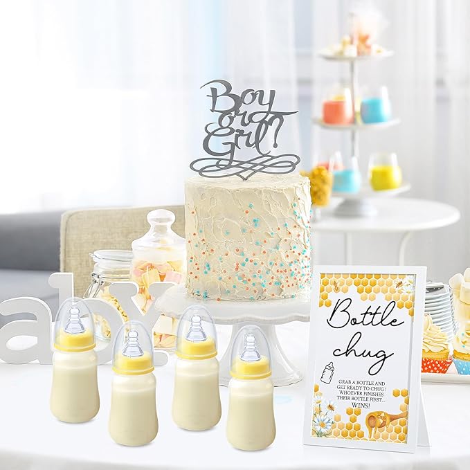 Roowest Bottle Chug Baby Shower Game Favors Including Bee Theme Wooden Sign and - Image 5