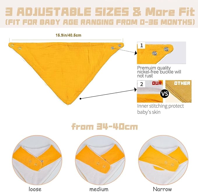 Muslin Baby Bibs, Soft Triangular Baby Bandana Drool Bibs - Image 5