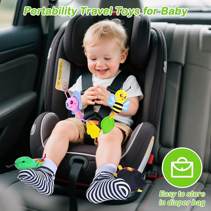 Baby Toys 0-6 Months, Soft Rattle Socks and Wristband Set, Hand and Foot - Image 7