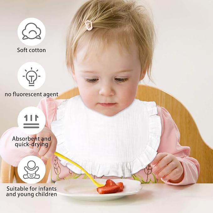 Baby Bibs Muslin Bibs 8 Pack for Drooling and Teething for Unisex Girls Boys - Image 3