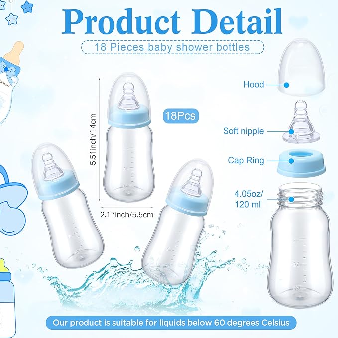 Roowest Bottle Chug Baby Shower Games Favors Including 18 Pcs Feeding Bottles - Image 3