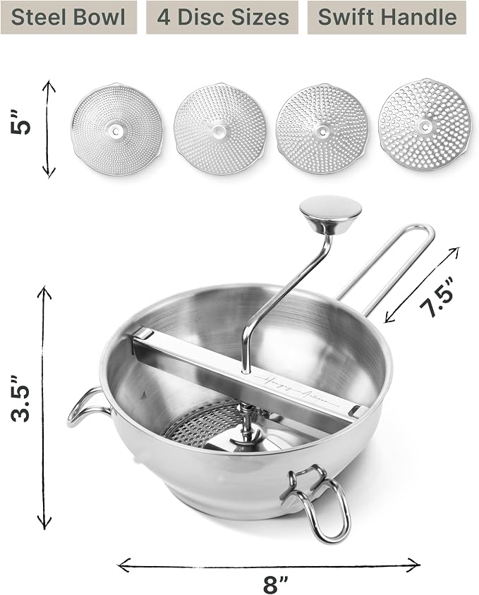 Upgraded 4-Disc Stainless Steel Food Mill – Ergonomic Rotary Design - Image 2